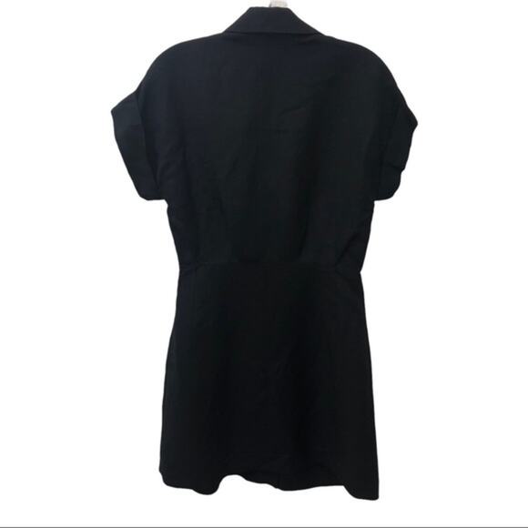 Sandro Paris Mabel Linen Blend Button Embellished Dress Black Size 34 NWOT - Picture 6 of 10